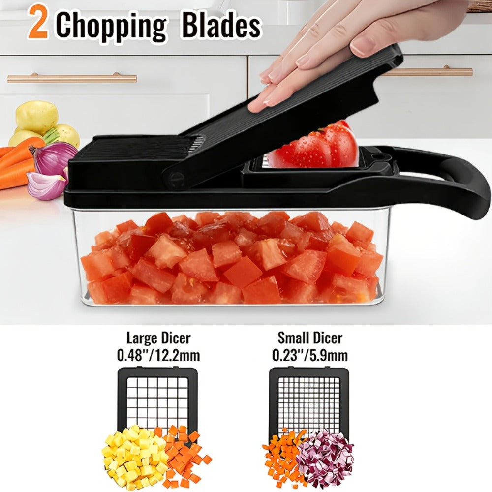 Vegetable Chopper 18-in-1 Food Chopper Slicer with 8 Stainless Steel Blades Food-Grade Mandoline Slicer for Onions Carrots Potatoes Salad Kitchen Meal Prep Tool