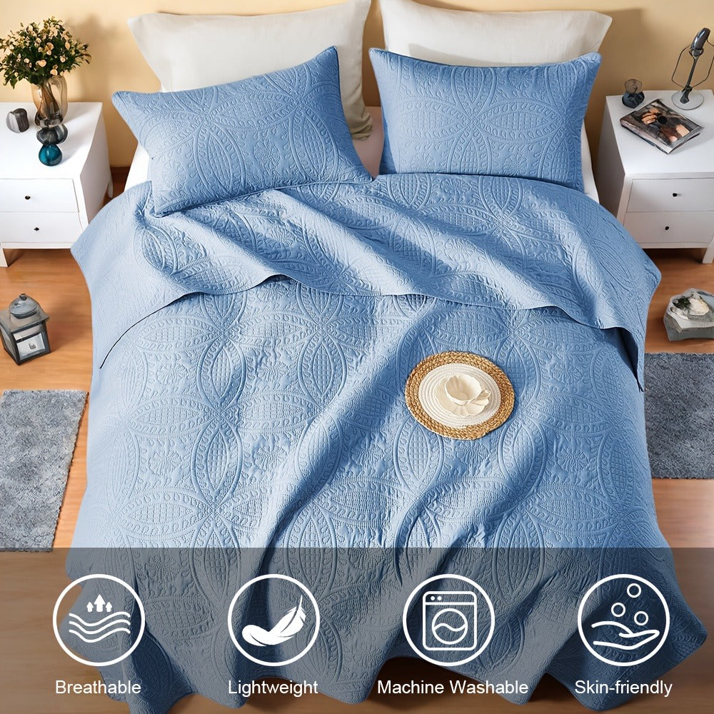 Quilt Set 2-3pcs ¨C Lightweight Microfiber Bedspread Coin Pattern Coverlet All Seasons Twin Full Queen King Cal King