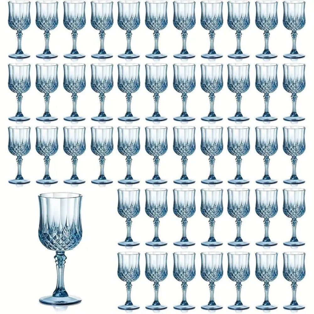 48pcs Shatterproof Plastic Wine & Champagne Glasses Set - 7oz Unbreakable Vintage Goblets Crystal Finish Reusable Cups for Parties Weddings Outdoor Events