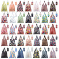 Reusable Grocery Bags Foldable Nylon Tote Bags Waterproof Washable Eco-Friendly Shopping Bag Set with Cute Floral Stripe Polka Dot Leopard Print 18/36pcs