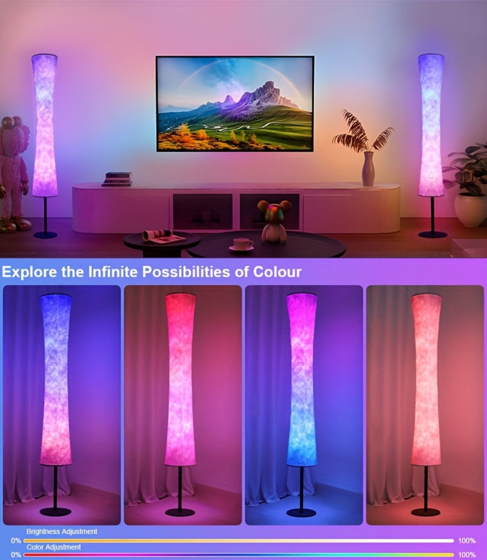 RGB Color Changing Floor Lamp 60 Inch ¨C Fabric Shade Standing Lamp with 16 Million Colors, App & Remote Control, Music Sync, Adjustable Brightness for Living Room Bedroom Party Decor (1pc / 2pcs)