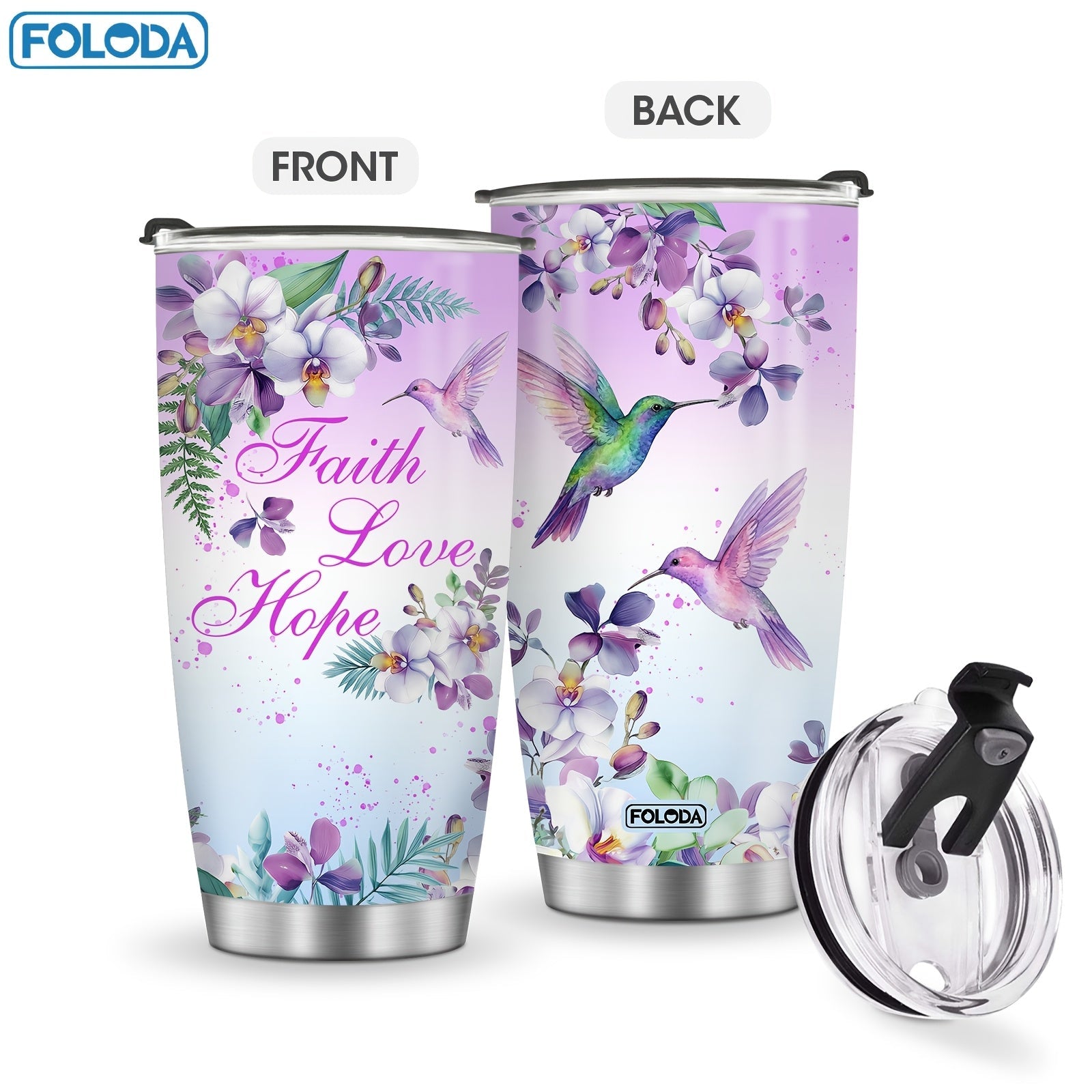 Hummingbird Flower Vacuum Insulated Travel Tumbler 20oz ¨C Gift for Mom Grandma Sister Daughter Birthday Valentine's Day