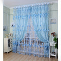 Sheer Tulip Curtains 79 Inch Length - 2 Panels Set Spring Flower Print Chiffon Window Drapes for Living Room Bedroom Balcony Rod Pocket