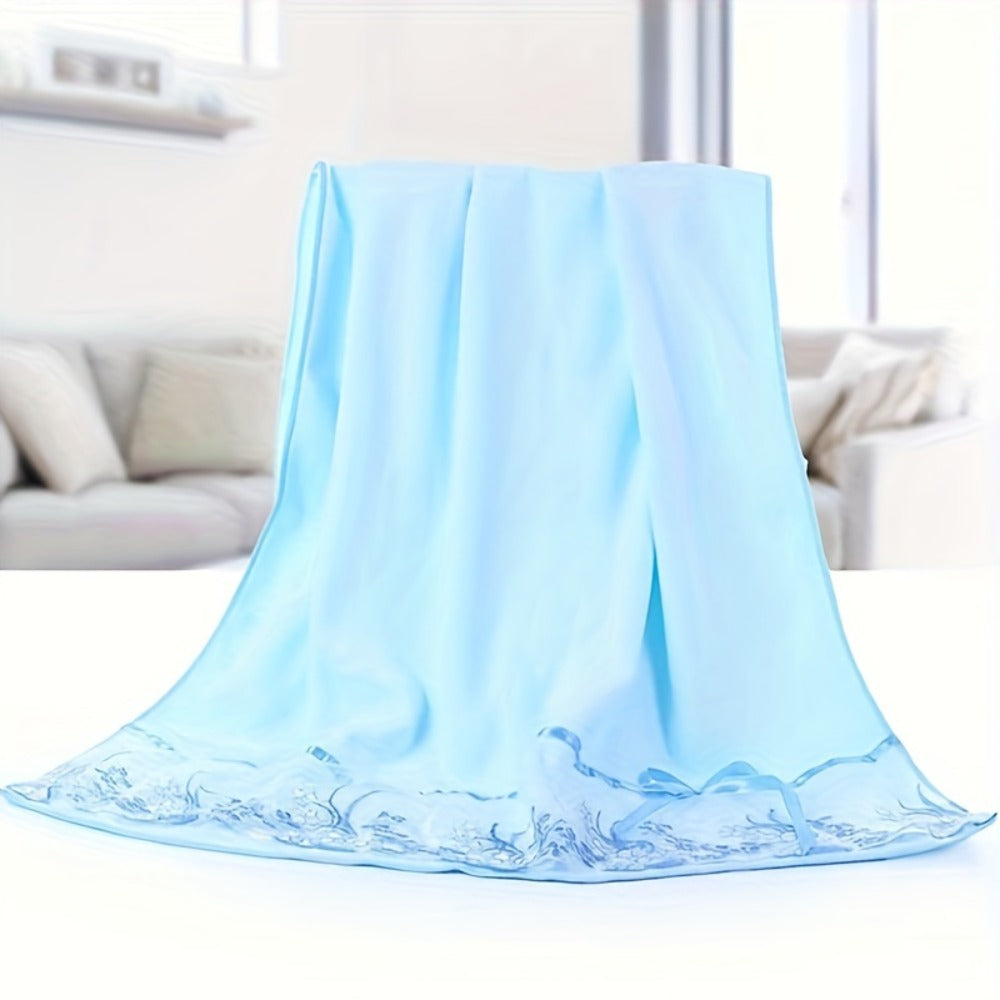 Lace Embroidery Towel Set 4-Piece 350GSM Soft Absorbent Bath and Hand Towels for Bathroom Elegant Decorative Towel Set