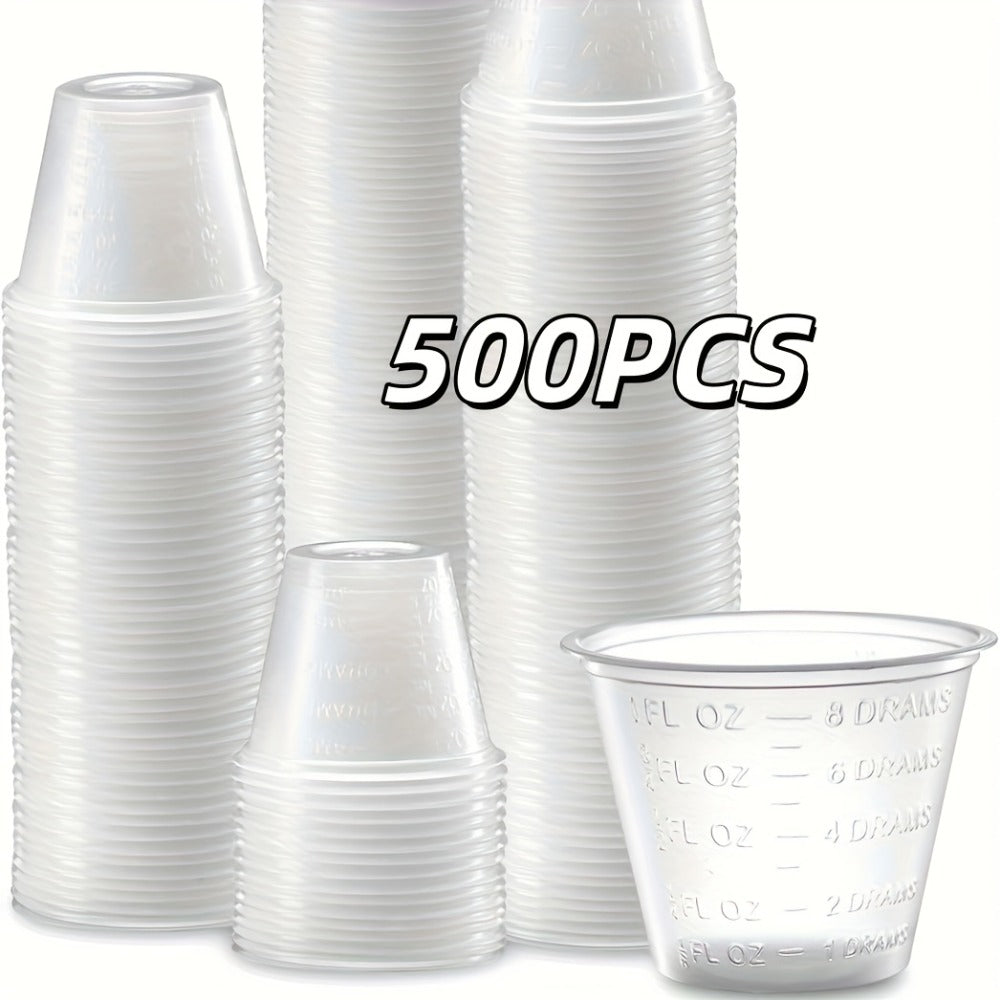 Plastic Measuring Cups with Wooden Sticks 100 Sets Clear Graduated Mixing Cups oz/ml/cc for Resin, Cooking, Baking & Epoxy ¨C Disposable Paint Mixing Cups