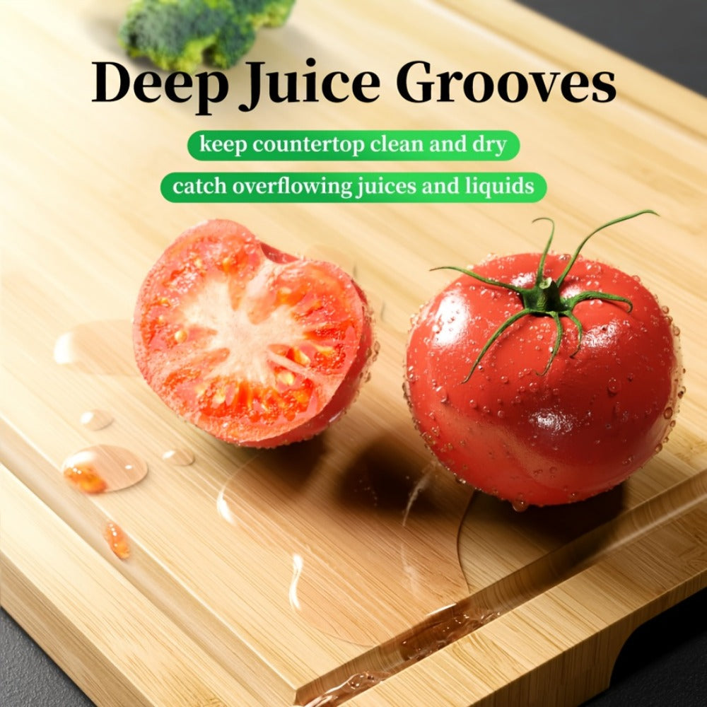 Wood Cutting Board Set of 3 Natural Wooden Chopping Boards with Juice Groove & Non-Slip Edges ¨C Reversible Design for Meat BBQ Home Kitchen Restaurant Holiday Gift