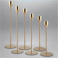 Taper Candlestick Holders Set of 6 - Decorative Metal Candle Holder Stand for Home Decor Wedding Dining Table Centerpiece Party Anniversary Event, Gold Rose Gold Black (Candles Not Included)