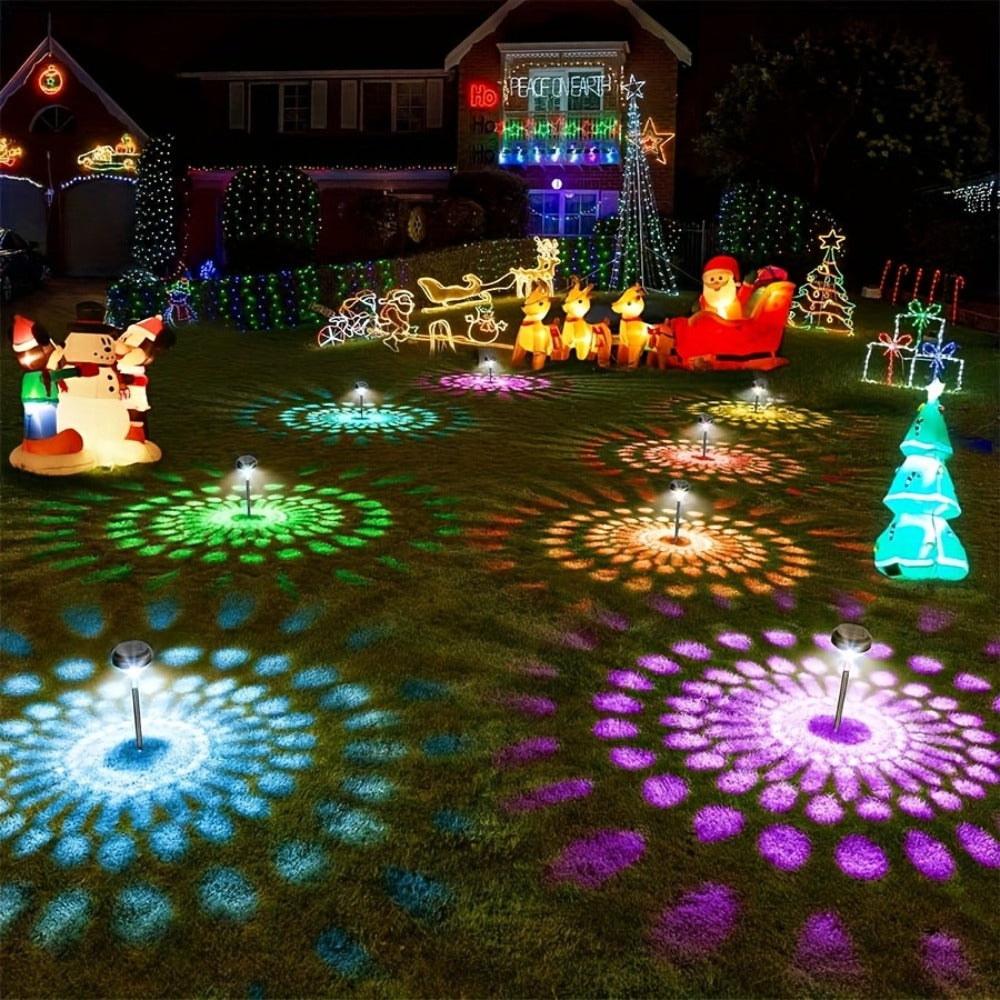 Solar Outdoor Lights 6 Pack - IP44 Waterproof LED Garden Lights with Smart Light Sensor, 2-in-1 Color & Warm White, Solar Powered Landscape Lights for Patio Yard Lawn Path Sidewalk Christmas Decor