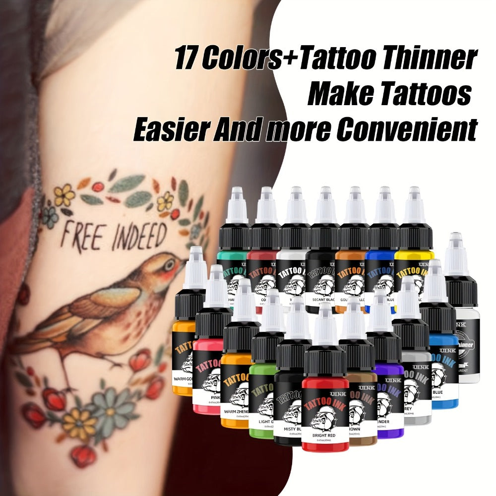 Tattoo Ink Set Professional 7 & 18 Colors 20ml Large Bottle Tattoo Cartridge Ink Kit for All Tattoo Styles Vivid Colors Long Lasting Safe Formula for Beginners & Artists