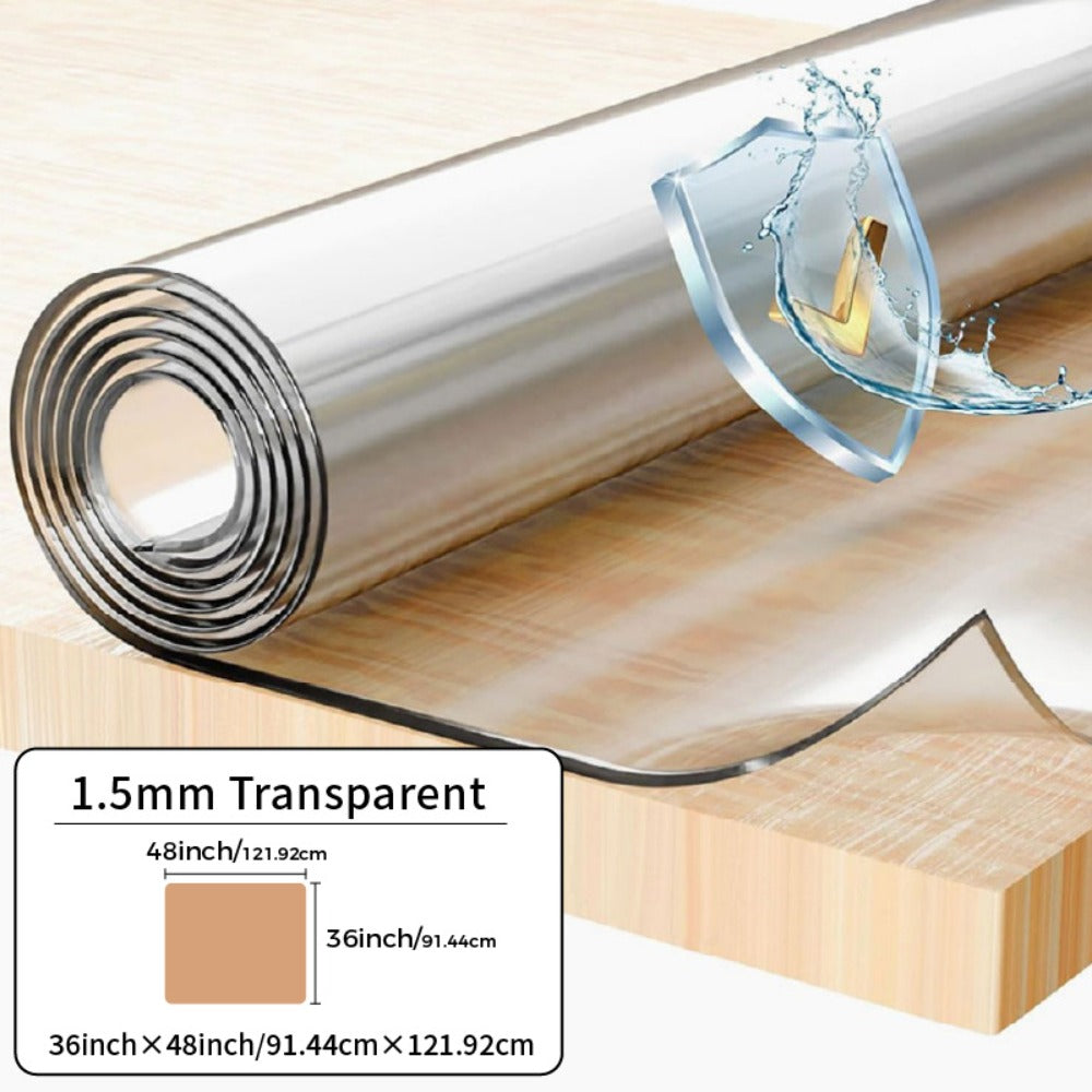 Clear PVC Tablecloth Table Protector 1.5mm Thick Transparent Table Cover Heat Resistant Scratch Resistant Waterproof Desk Mat for Dining Table Home Office Restaurant Coffee Table Multiple Sizes
