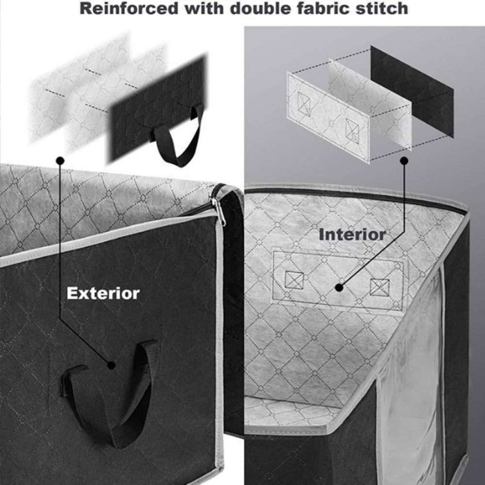 Large Capacity Storage Bags 4-Pack ¨C 23.78 Gallon Foldable Closet Organizer Bins with Reinforced Handles for Clothing, Blankets, Comforters, Bedding & Under-Bed Storage ¨C Black & Gray