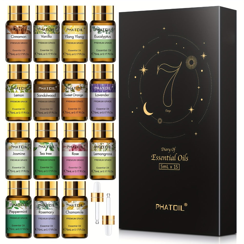 Essential Oil Kit 15pcs ¨C 5ml Aromatherapy Gift Set for Diffuser, Humidifier & Candle Making | Mother's Day, Christmas, Valentine's Day Gift