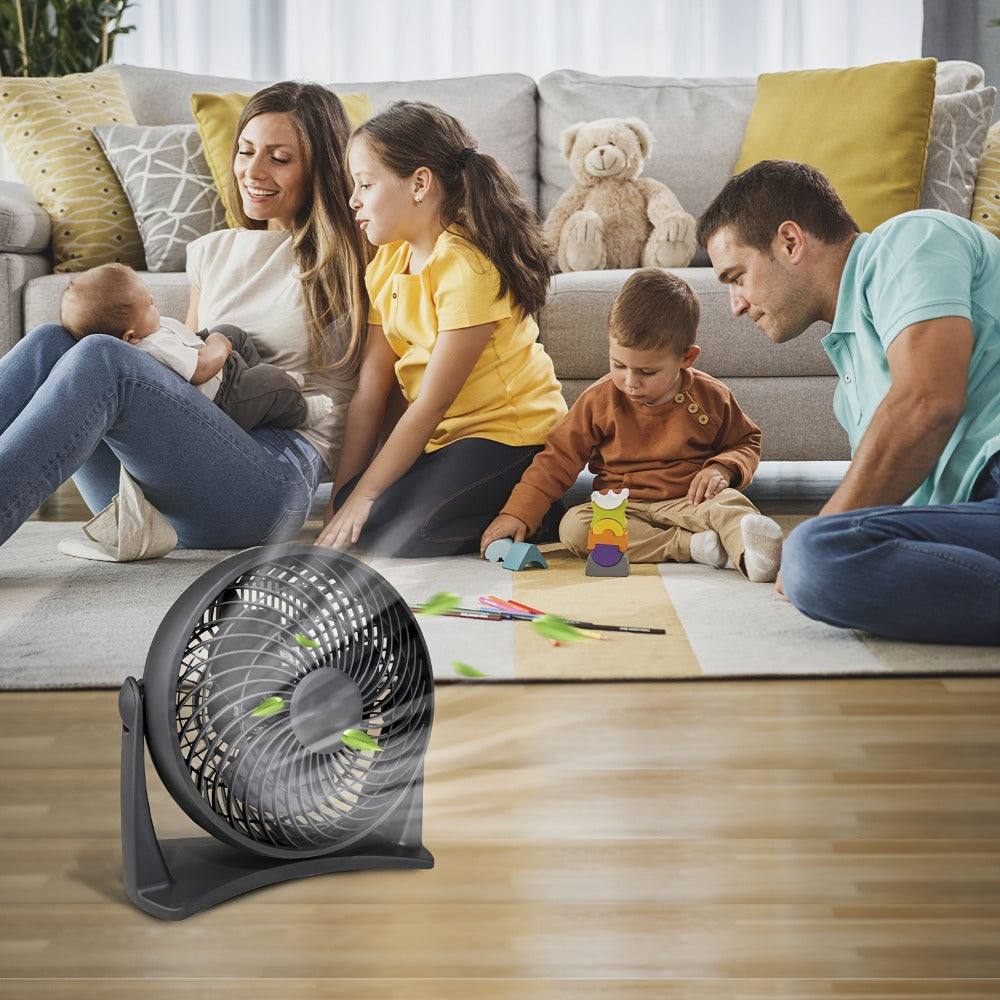 Turbo Table Fan 8 Inch 3-Speed Quiet Air Circulator, Wall Mountable with Adjustable Tilt and Carry Handle, Portable Desktop Fan for Bedroom, Office, Living Room and Home Cooling