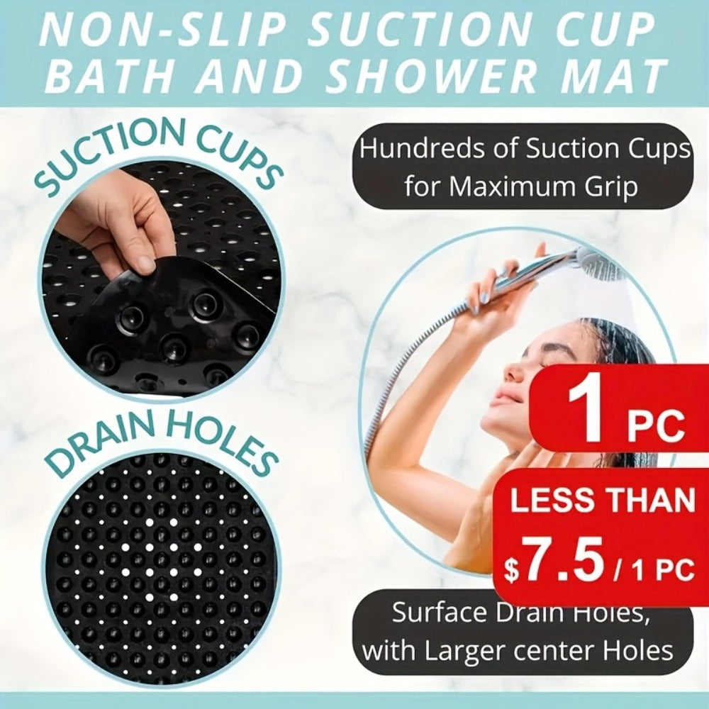 Non-Slip Bath Mat with Suction Cups Machine Washable Quick-Dry Shower Mat with Drain Holes Bathtub Mat for Bathroom Tub Safety Comfort Wet Area Protection Textured Surface