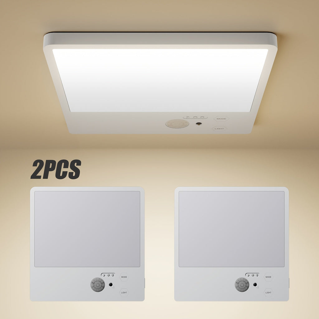 Wireless LED Ceiling Light Motion Sensor Rechargeable Battery Powered 3 Color Temperatures Remote Control No Wiring Closet Light for Bathroom Staircase Garage Hallway Kitchen Pantry White 1 or 2pcs