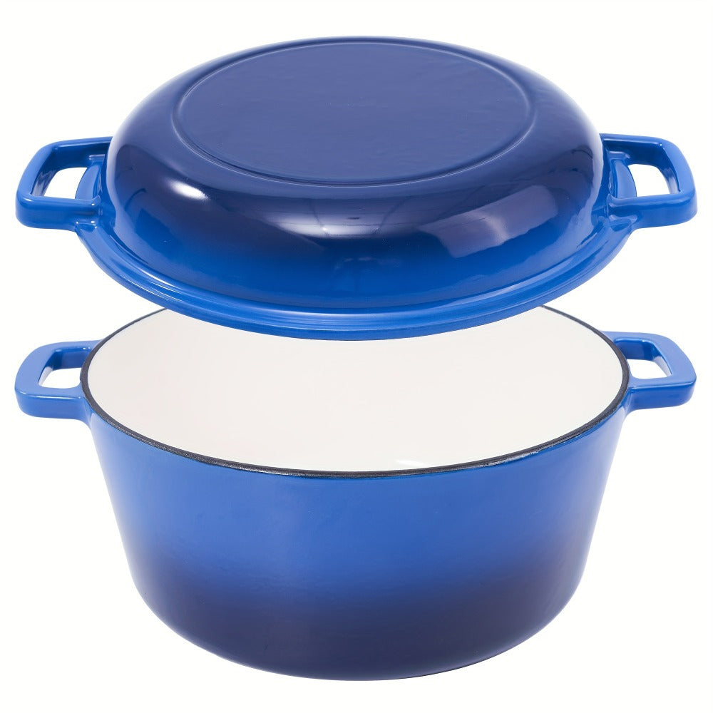 Dutch Oven 6 Quart Enameled Cast Iron 2-in-1 Pot and Bread Baker Nonstick Oven Safe to 500¡ãF Dual Handles Compatible with All Stovetops Including Induction for Bread Baking Cooking Stewing Braising