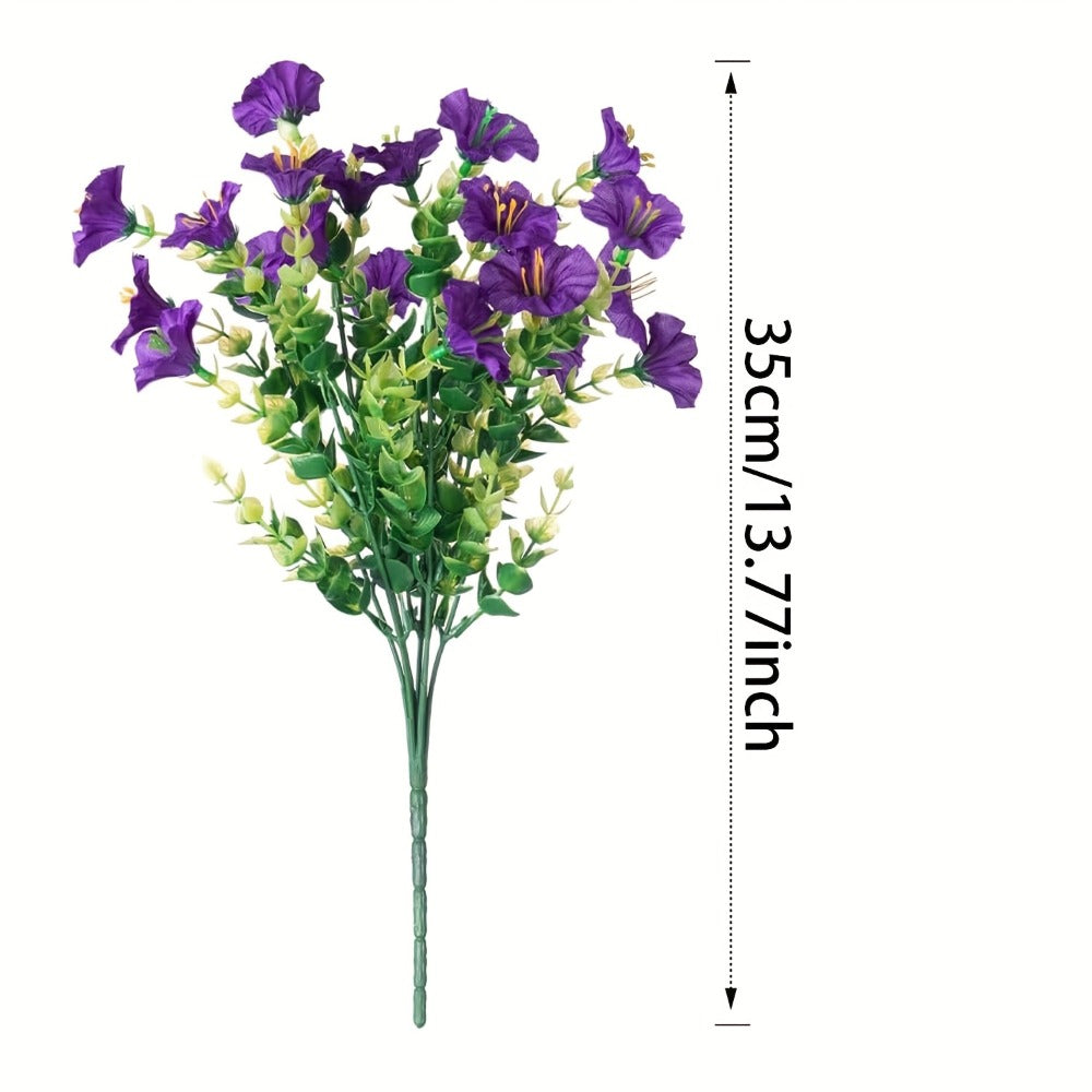 Artificial Flowers Outdoor 10 Bundles Faux Silk Pink Morning Glory - Realistic Fake Flowers for Porch, Patio, Window Box, Front Door, Garden Planter, All-Season Home Decor, Colorful Daisy Arrangement