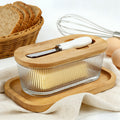 Glass Butter Dish with Airtight Sealed Lid | Butter Keeper for Countertop Refrigerator Fridge Door Storage Hygienic Covered Butter Tray Stripe Pattern Fresh Butter Container