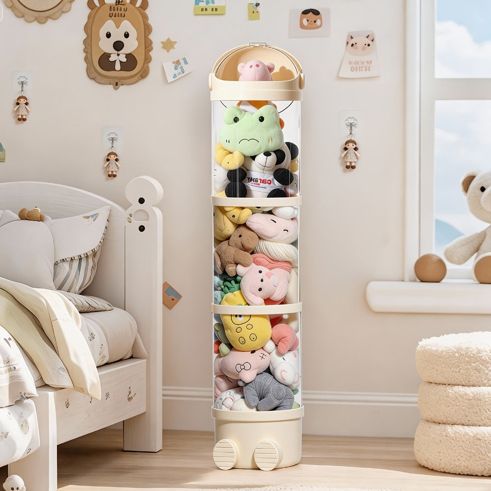 Stuffed Animal Storage Tower ¨C Clear Plastic Toy Organizer with Layered Shelves, Visible Spacious Display Box for Kids Room, Living Room & Bedroom, Great Christmas Gift for Girls