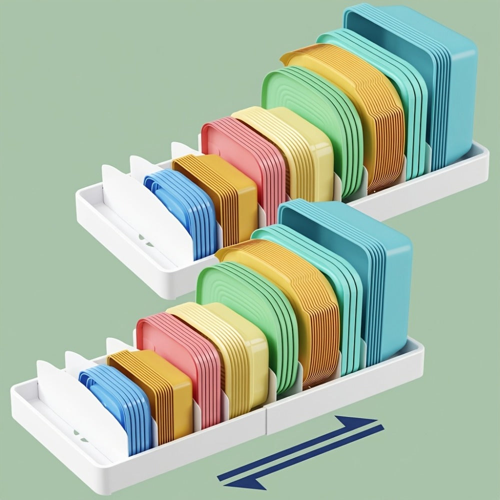 Adjustable Cabinet Lid Organizer ¨C Extra Large 13-24¡± Food Storage Container Lid Divider with 8 Inserts & 21 Compartments, BPA-Free Plastic Lid Holder for Kitchen Cabinet & Pantry Organization