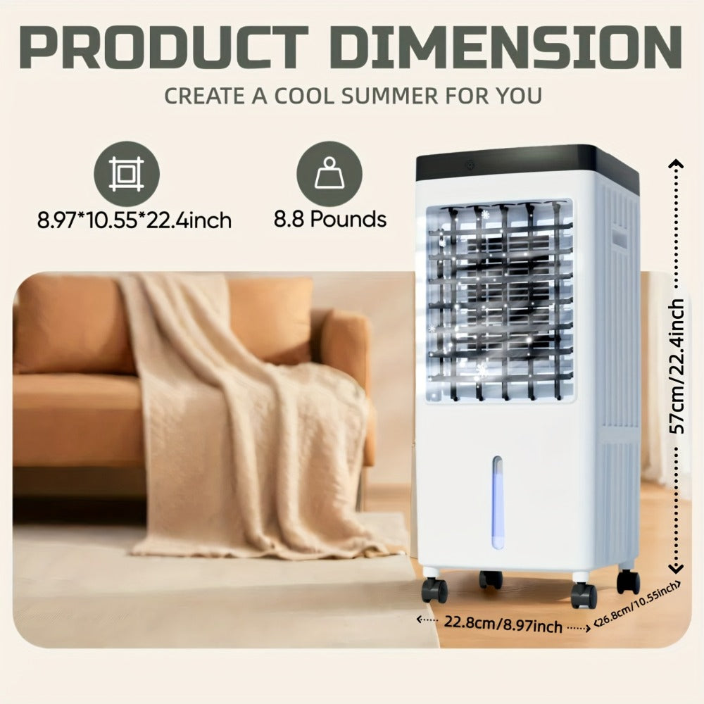 Portable Air Conditioner Evaporative Air Cooler with Remote, 40Hrs Cooling, 2.6 Gal Tank, 3 Speeds, Windowless AC Unit for Room, Personal Space Cooler Fast Cooling
