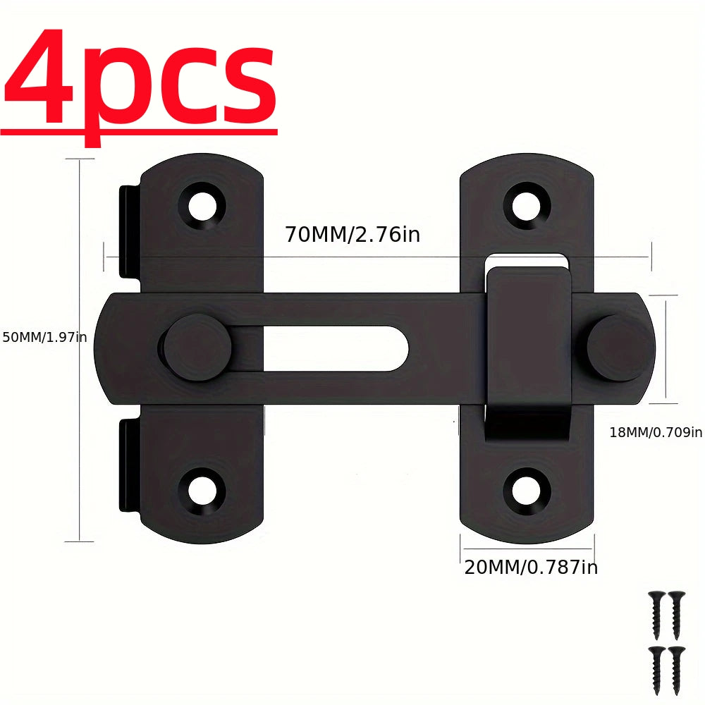 Stainless Steel Door Bolt Lock 180¡ã Flip Latch ¨C Set of 4 Heavy Duty Security Locks with 2 Keys for Garage Stable Bathroom Outdoor Gate Shed Fence Home Door