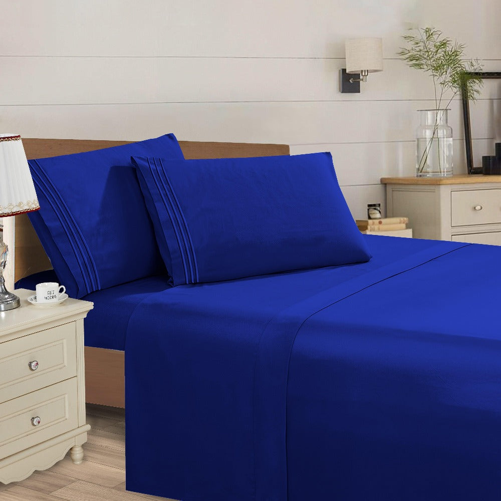 Microfiber Bed Sheet Set 4-Piece Deep Pocket Cooling Sheets Twin Full Queen King Cal King Split King ¨C Soft Wrinkle Fade Resistant Hotel Quality Bedding