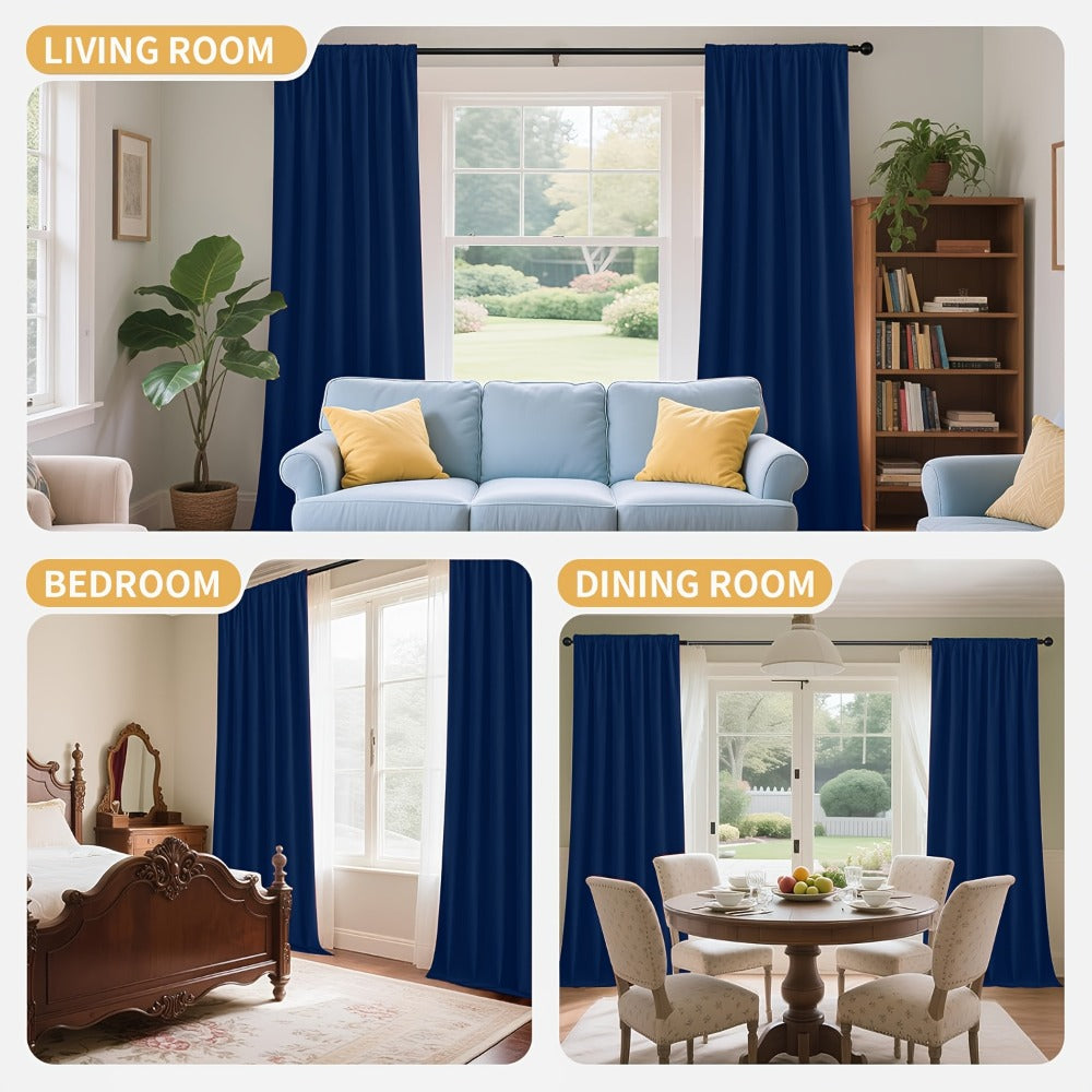 Blackout Curtains 4 Panels Thermal Insulated Room Darkening Drapes ¨C Rod Pocket, Energy Saving, Solid Color for Bedroom & Living Room, 7 Colors & Multiple Sizes