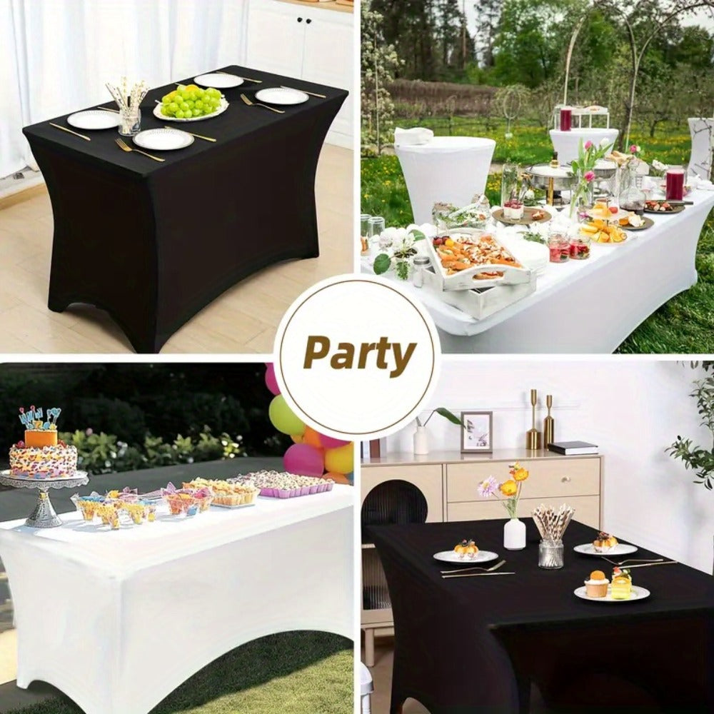 Spandex Tablecloth 6 Foot Rectangular Stretch Table Cover for Parties Weddings Banquets ¨C Wrinkle-Free Full Coverage Fitted Table Cloth for Events