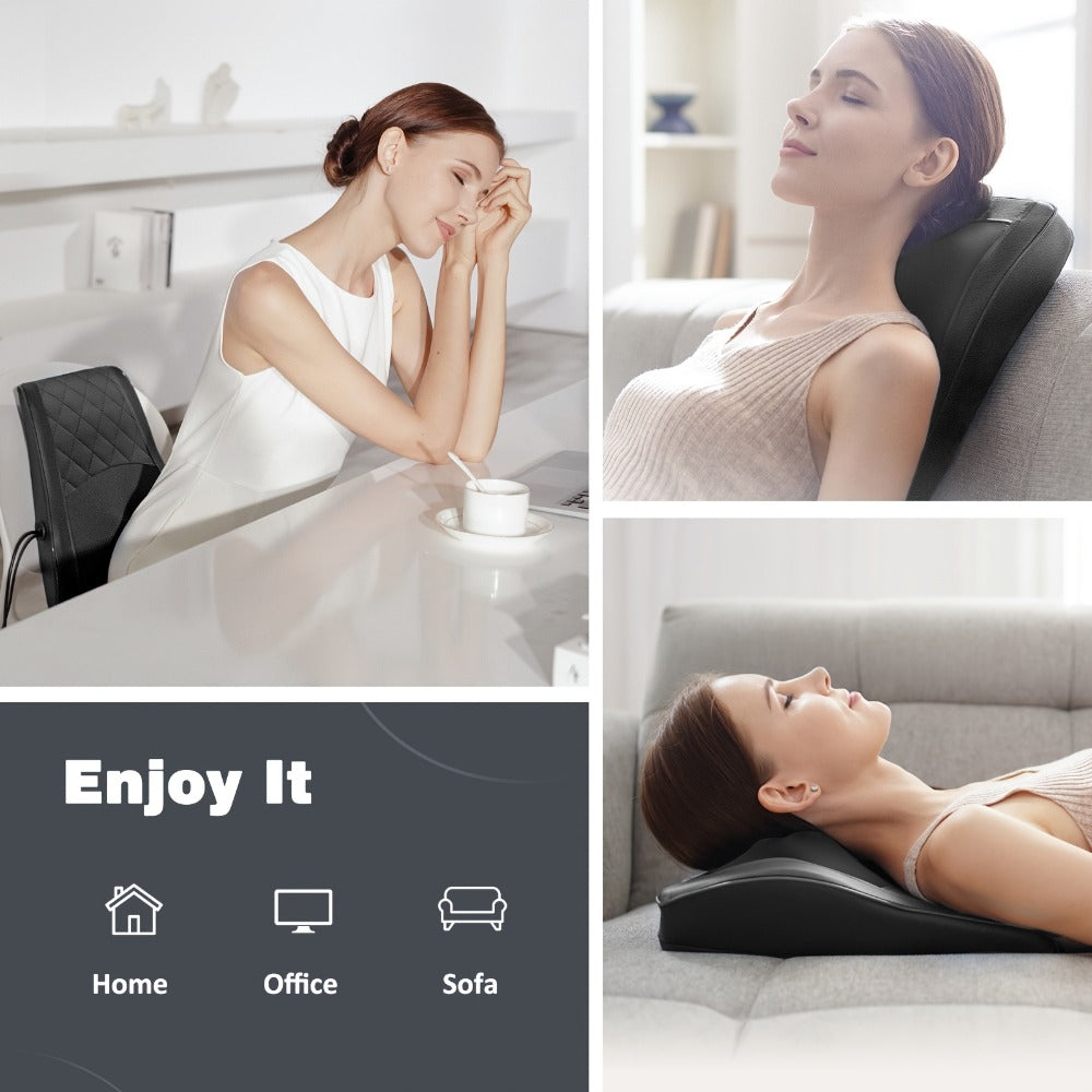 Neck Massager Pillow Heated Acupressure Electric Deep Tissue Kneading for Neck Shoulder Back Leg Muscle Relaxation Gift for Mom Dad Women Men