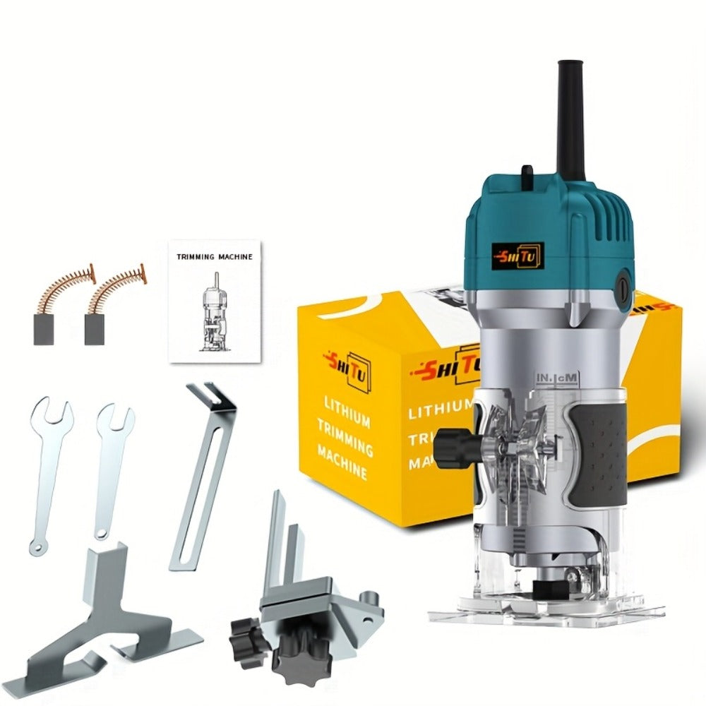 Electric Edge Cutting Machine Multifunctional Wood Router Trimmer - Adjustable Speed, Wood Chamfering Slotting Milling Carving Tool with Accessories, Industrial Planer for Woodworking