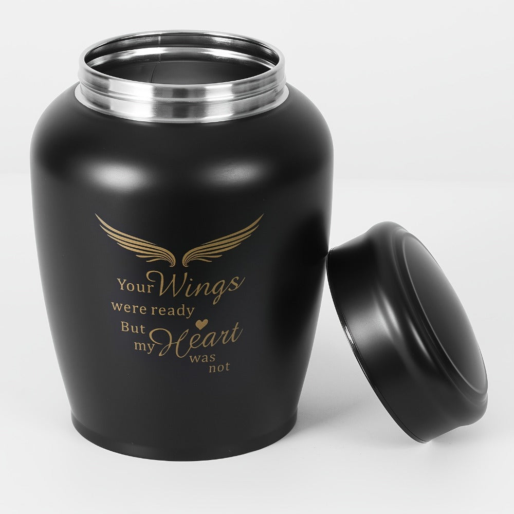 Cremation Urn for Human Ashes Large 8.5 Inch Stainless Steel Burial Urn for Adult Male Female, Memorial Urn for Cremated Remains Holds Up to 180 LBS, Silver or Black