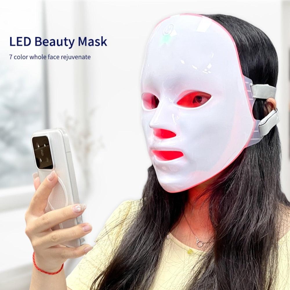 Portable 7-Color LED Facial Mask Device ¨C USB Rechargeable Home Beauty Skincare Tool for Face Care, Anti-Aging & Acne, Perfect Gift for Girlfriend & Valentine's Day