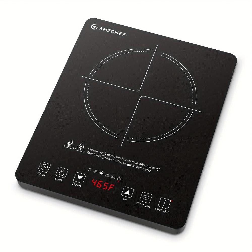 Induction Cooktop 1800W Single Burner Countertop Induction Cooker with Touch Control Timer & Overheat Protection - Portable Electric Stove Glass Surface Multi-Level Heat Settings for Home Kitchen & Dorm