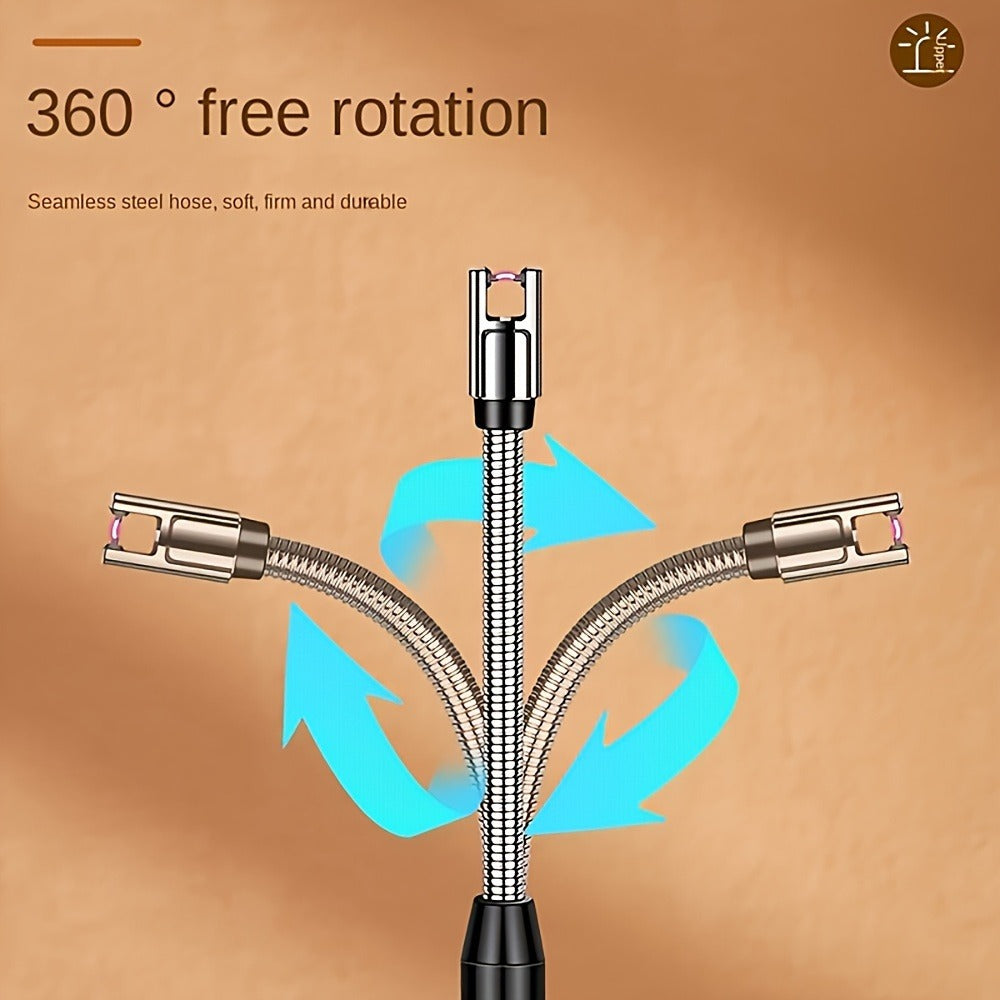 USB Rechargeable Electric Arc Lighter, 360¡ã Rotating Flameless Plasma Igniter with Safety Switch for Candles, BBQ, Camping, Kitchen ¨C 1pc or 2pcs Set