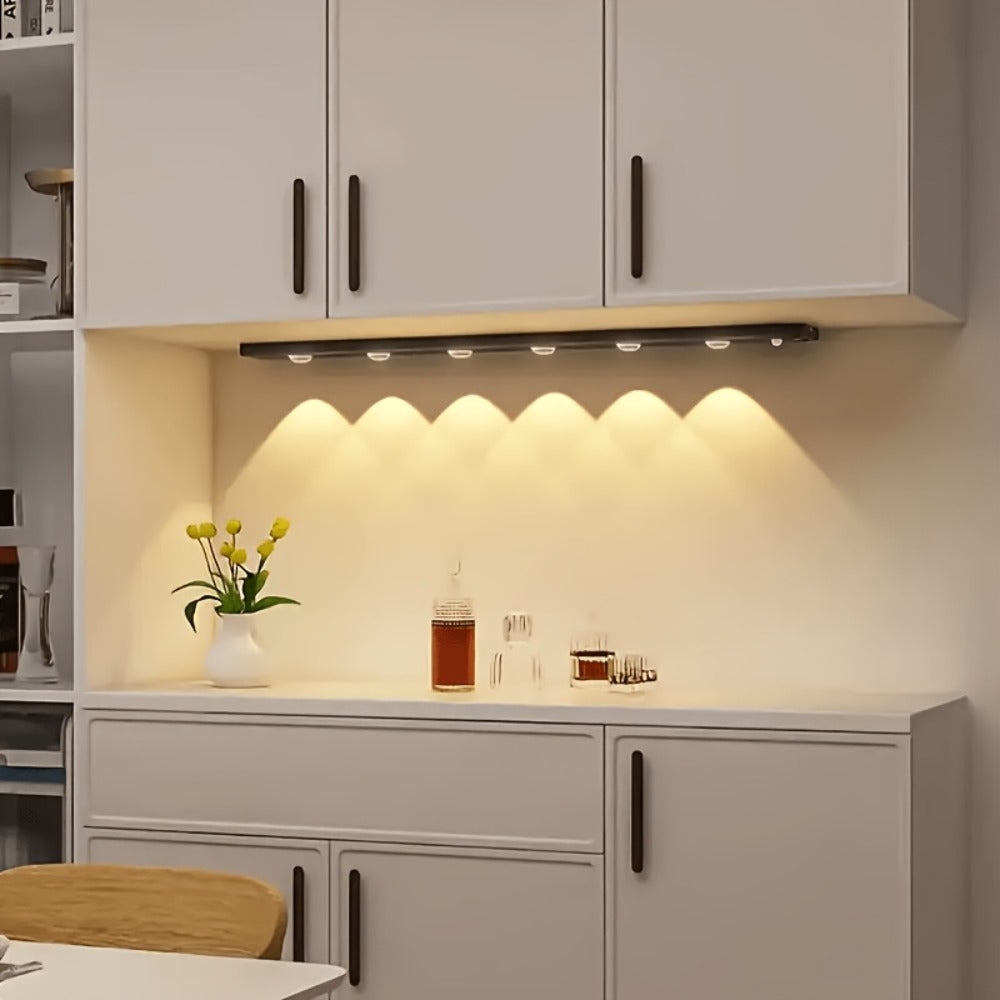 LED Sensor Strip Light USB Rechargeable ¨C 3-Color Dimmable Motion Sensing Wireless Night Light for Kitchen, Wardrobe, Cabinet, Shoe Cabinet & Bedroom (20cm / 30cm / 40cm / 50cm)