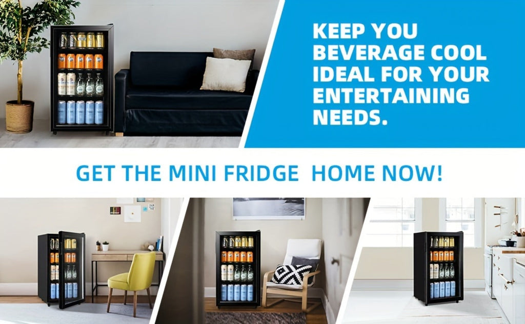 Beverage Refrigerator with Glass Door ¨C Mini Fridge 2.0/3.5/4.0 Cu Ft, LED Lights, Adjustable Shelves, R600a Cooling for Beer, Wine & Drinks, Home, Office & Bar