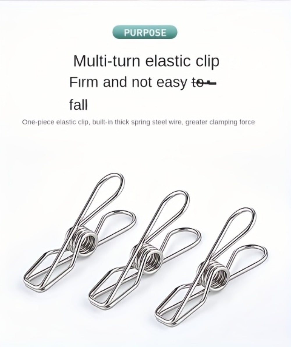 Clothes Drying Rack with Clips Stainless Steel Laundry Hanger Windproof Skidproof Multi-Clip Sock Underwear Dryer for Home Bedroom Balcony ¨C 30/40/50 Clips