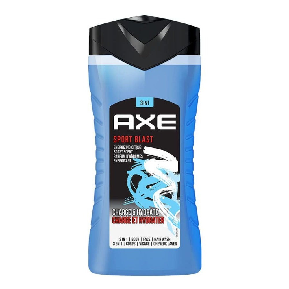 AXE Body Wash for Men 3 Pack Sport Blast Scent 250ml Each Energizing Daily Shower Gel Long Lasting Fragrance Skin Cleansing Value Set