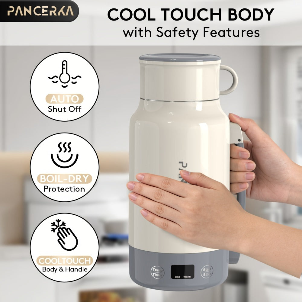 Portable Electric Kettle 400W ¨C 1L 33.8oz Fast Heating 304 Stainless Steel Kettle with Smart Temperature Control, Boil & Warm Functions, Safe & Easy to Clean, Perfect for Travel & Home ¨C Green, White