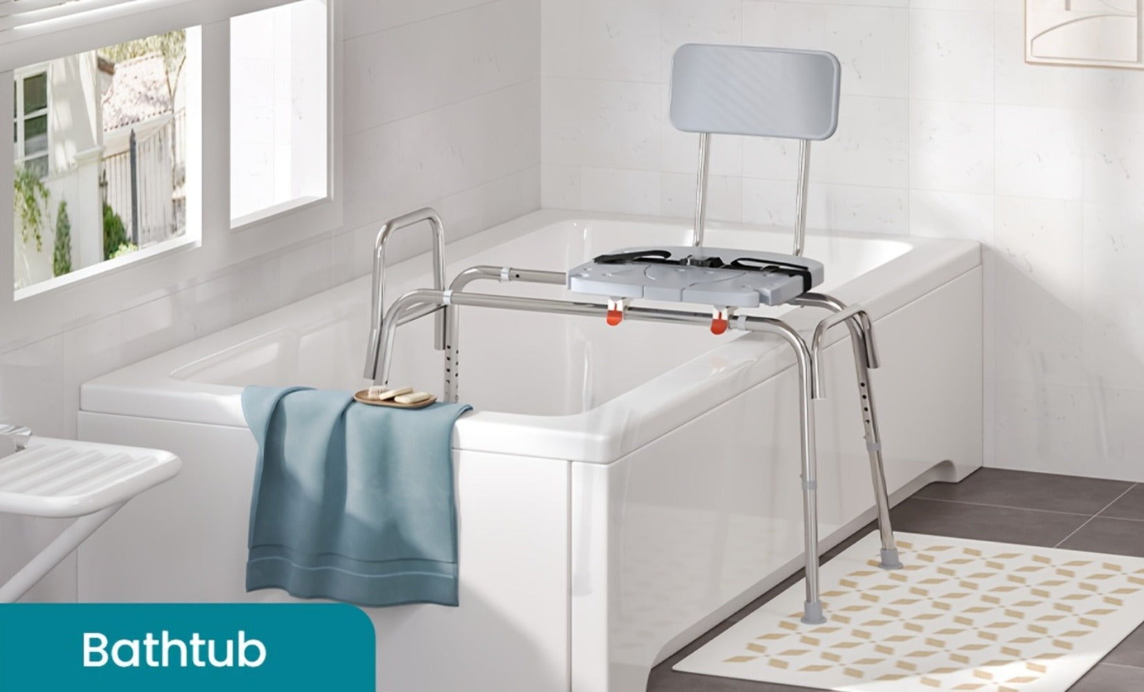 Shower Chair for Elderly Heavy Duty 400 lbs Transfer Bench with Safety Belt Non-Slip Adjustable Height Tool-Free Assembly Bath Seat for Disabled Recovery Seniors 39 Inch Extra Long Shower Bench Bathtub Transfer Chair