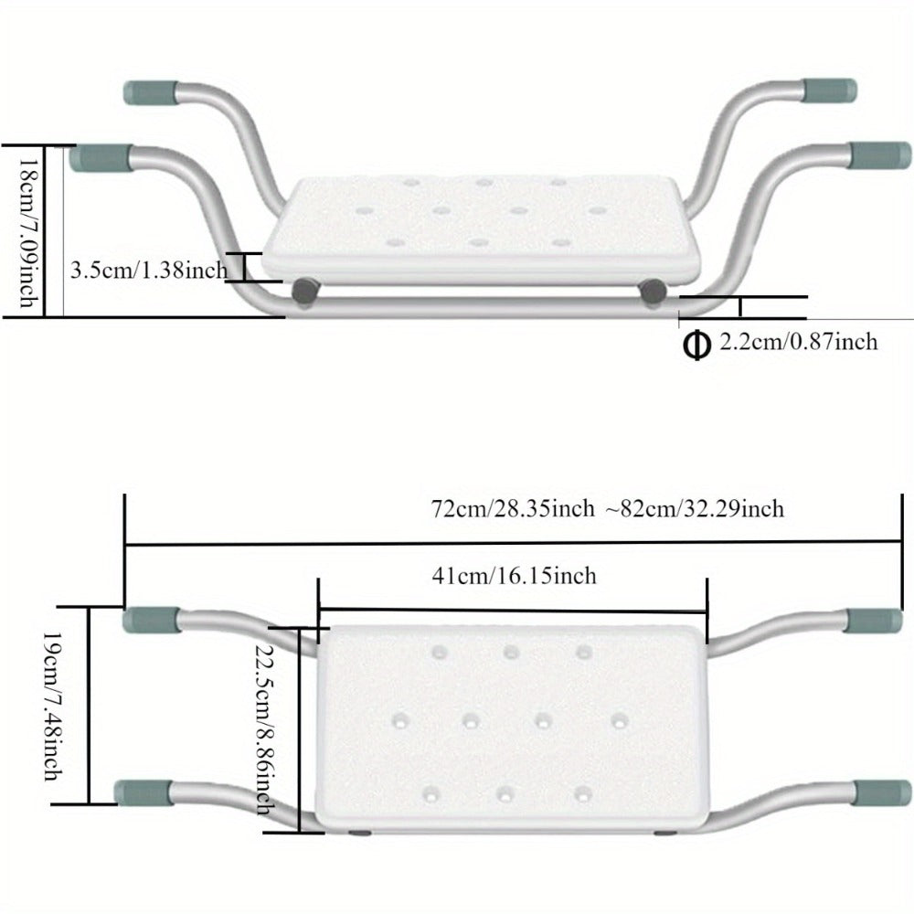 Bath Seat Adjustable Aluminum Shower Chair ¨C Suspended Bathtub Stool with Anti-Slip Handles, 300 lbs Capacity | Lightweight Retractable Bath Board for Elderly, Disabled & Injured, 3 Length Settings