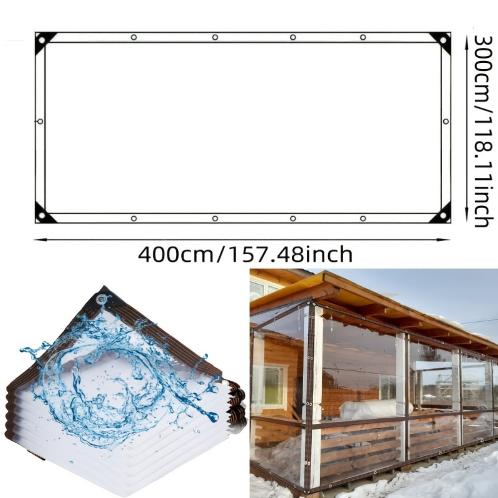 Clear Waterproof Tarp Heavy Duty Thickened Outdoor Cover with Sealed Edges, Transparent Rain Tarp for Patio, Porch Awning, Chicken Coop, Camping & Greenhouse, Multiple Sizes Available