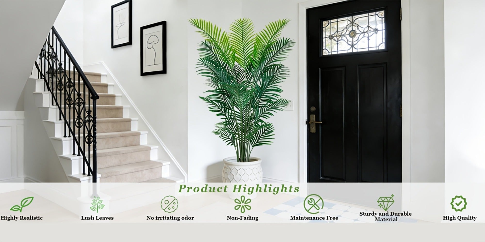 Artificial Palm Tree Fake Indoor Plant ¨C 4/5/6FT Faux Tropical Areca Palm with Realistic Leaves, Planter Options, for Living Room Bedroom Office Patio Home Decor