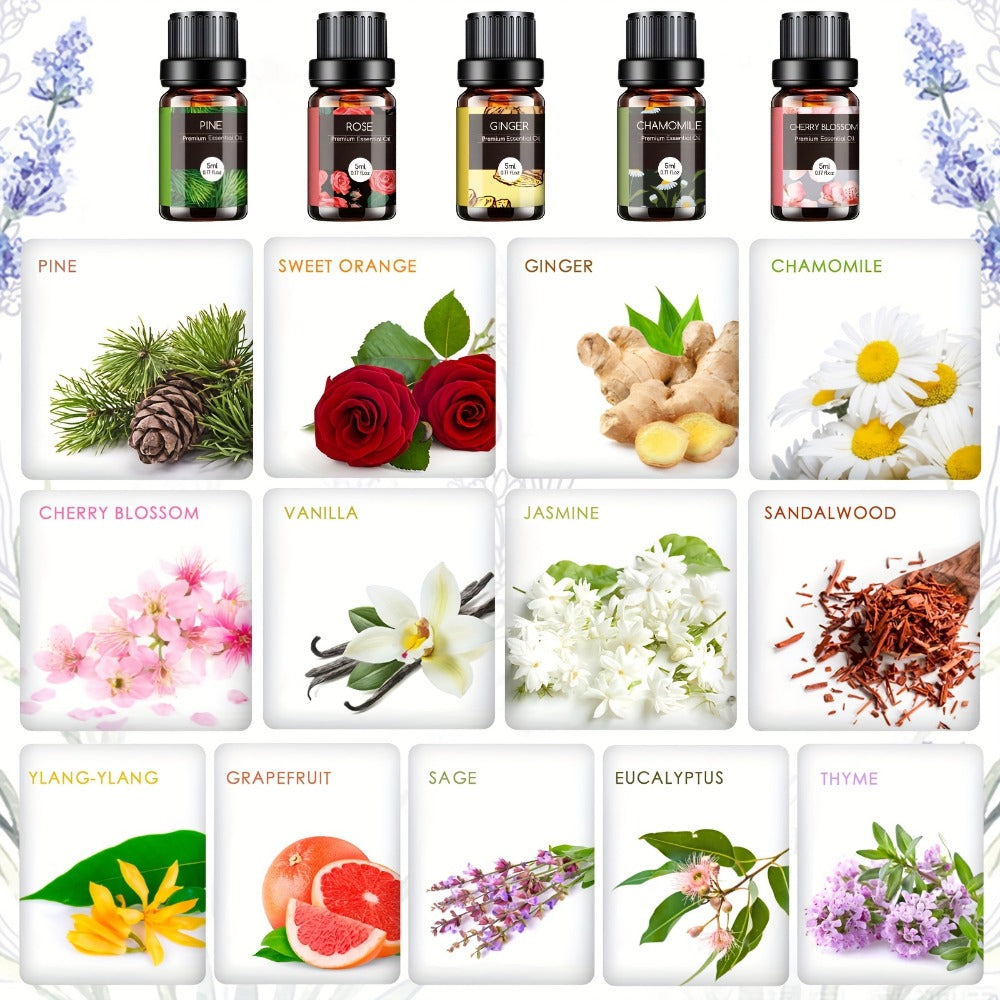 Essential Oil Set ¨C Pure Natural Aromatherapy Oils in Amber Glass Bottles for Diffuser & Humidifier, DIY Fragrance, Valentine's Day & Holiday Gift for Women, Girls, Friends & Family (12/20/26pcs)