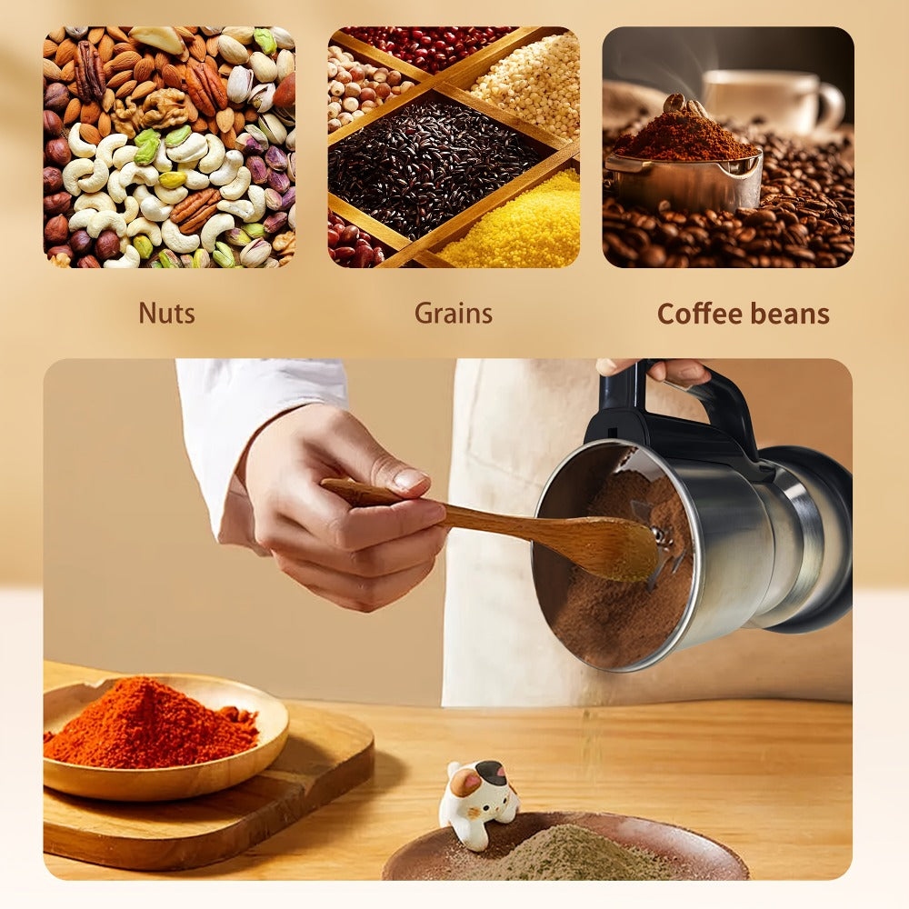 Coffee Bean Grinder 300W 8-Blade Stainless Steel 400g 14oz Large Capacity Up to 36 Cups 10-Second Fast Grinding Spice Grain Nut Dry Food Processor One-Touch Button