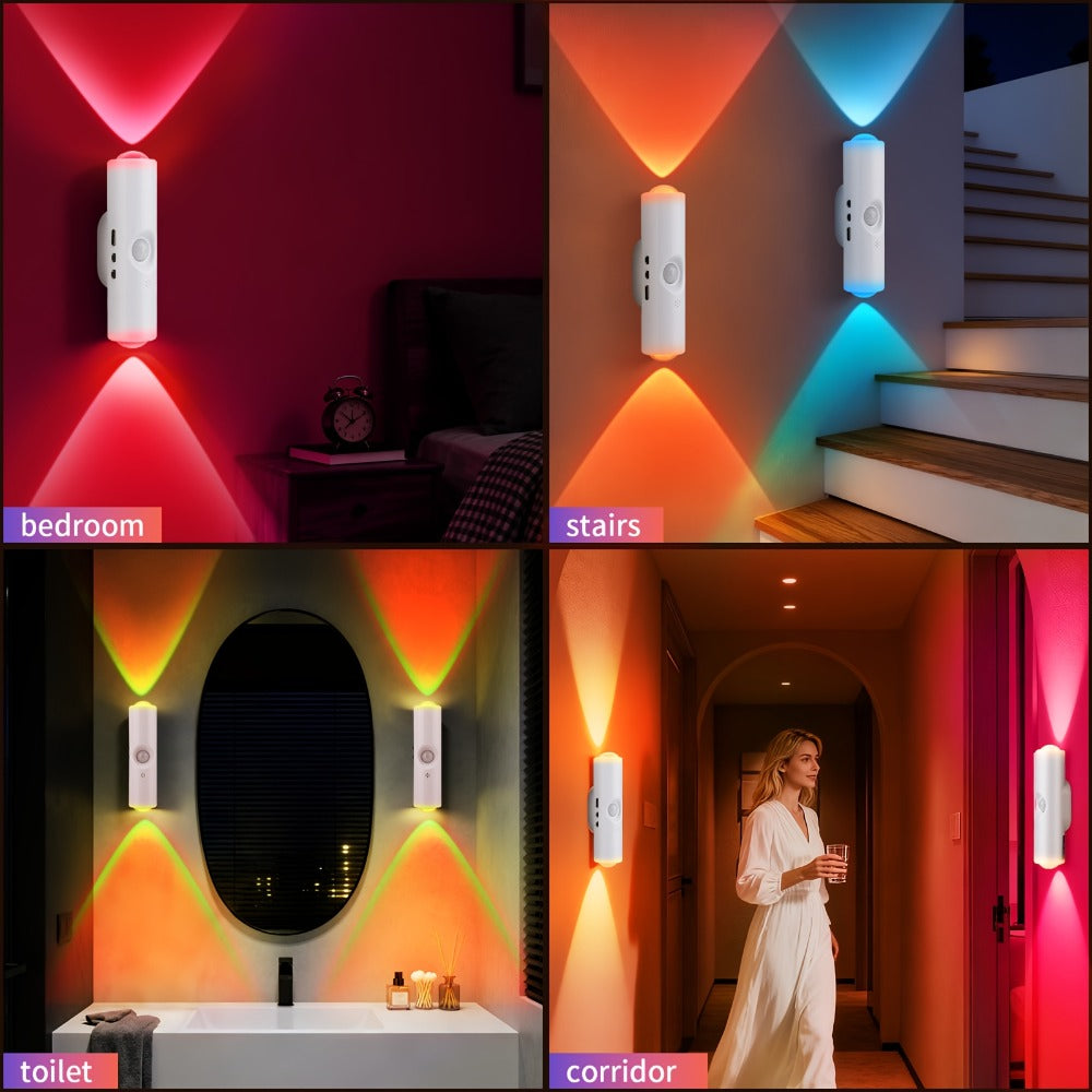 RGB Magnetic Night Light LED Ambient ¨C Multi-Color Motion Sensor, No-Drill Magnetic Install, Long Battery Life for Living Room, Bedroom, Hallway, Stairs & Bar (1pc or 5-Pack)