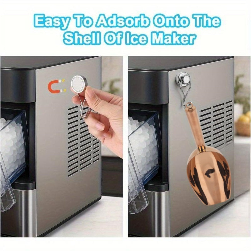 Ice Scoop Stainless Steel with Magnetic Hook Rose Gold Finish Compatible with GE Profile Opal Ice Maker Granular Ice Maker Unit Refrigerator Accessory for Ice Cubes Bars Parties Kitchen Gift