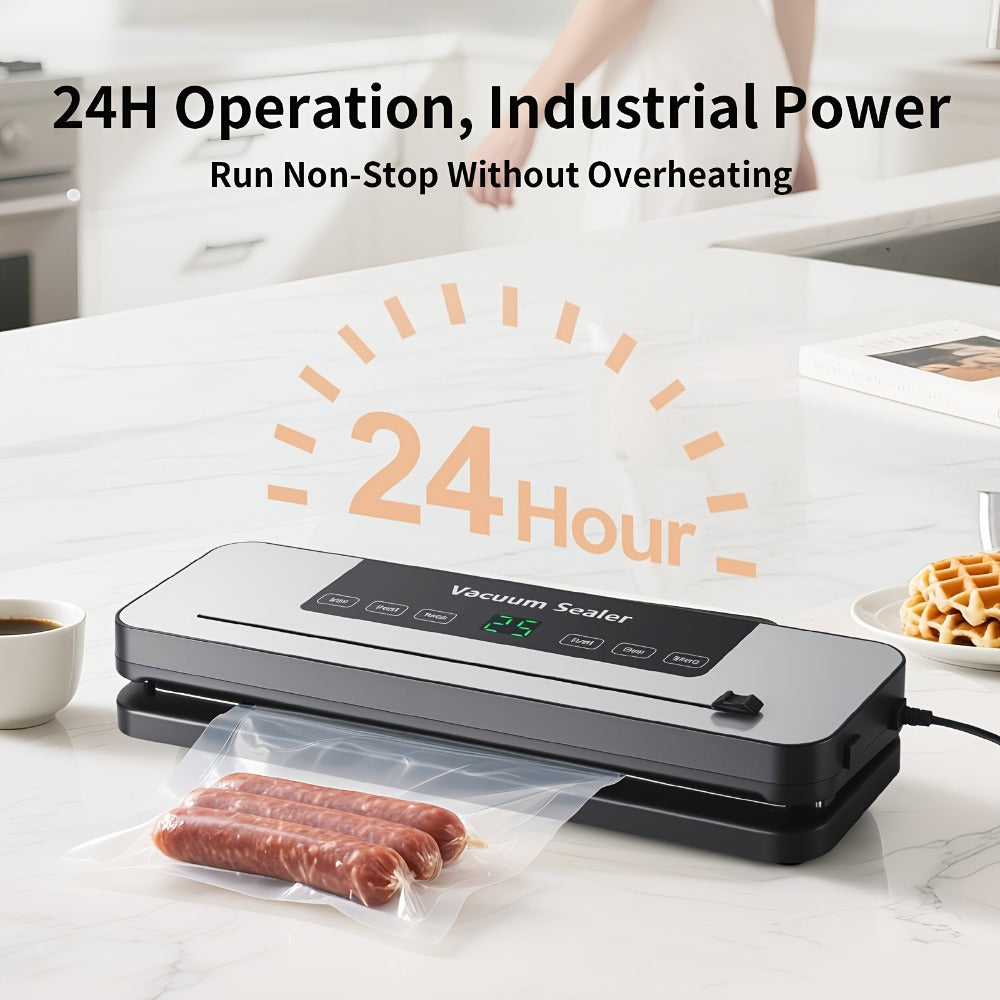 Vacuum Sealer Machine 6-in-1 Automatic Food Sealer 65Kpa Powerful Suction with Bags Cutter & Hose ¨C Sous Vide Compatible Food Storage Vacuum Sealer for Dry & Moist Foods