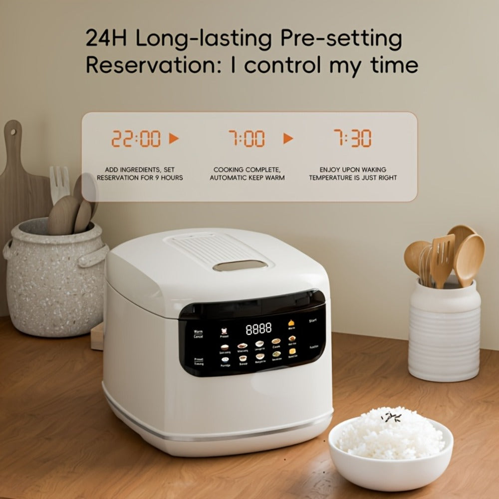 Rice Cooker 2L 4 Cups 10-in-1 Mini Multifunctional Compact Electric Rice Cooker for Rice Soup Stew Oatmeal Cake Steamed Vegetables Perfect for Small Kitchen Dorm Apartment